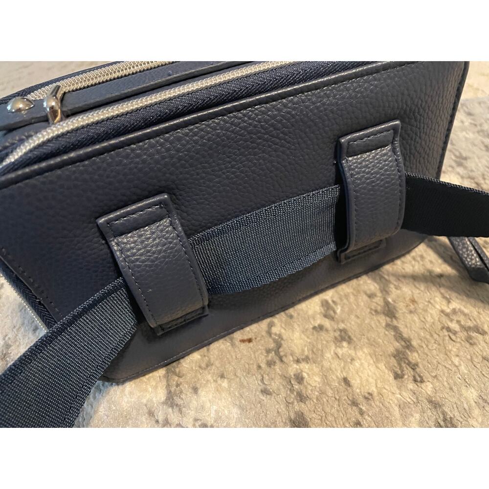 Navy Blue Convertible Belt Bag Crossbody Camera Bag Silver Hardware - Picture 7 of 12
